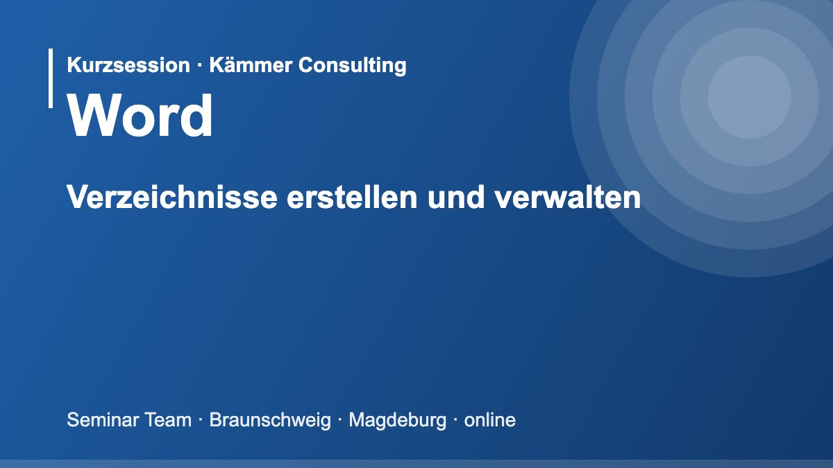 Illustration zum Seminar Microsoft Word: Verzeichnisse erstellen und verwalten