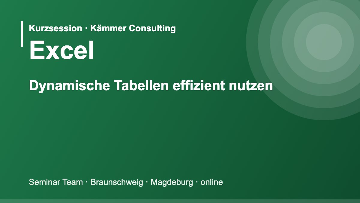 Illustration zum Seminar Microsoft Excel: Dynamische Tabellen effizient nutzen